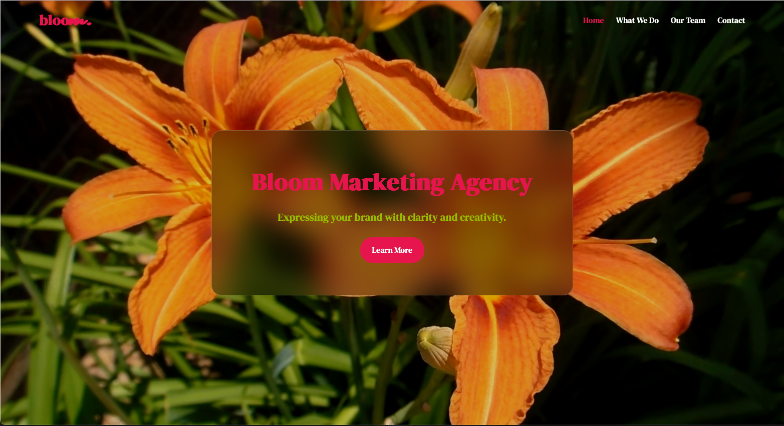 Screenshot of Bloom Marketing Agency Site