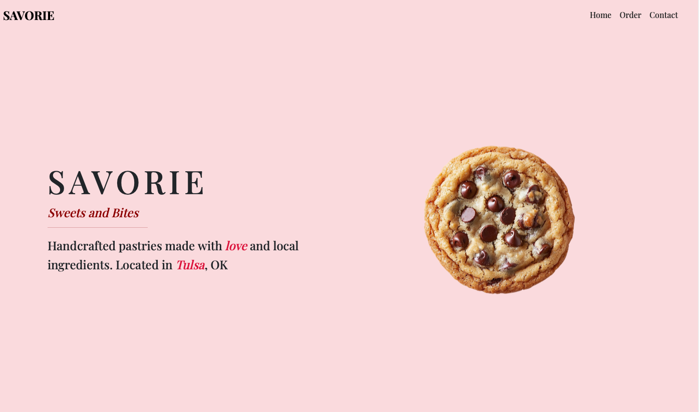 Screenshot of Savorie Site